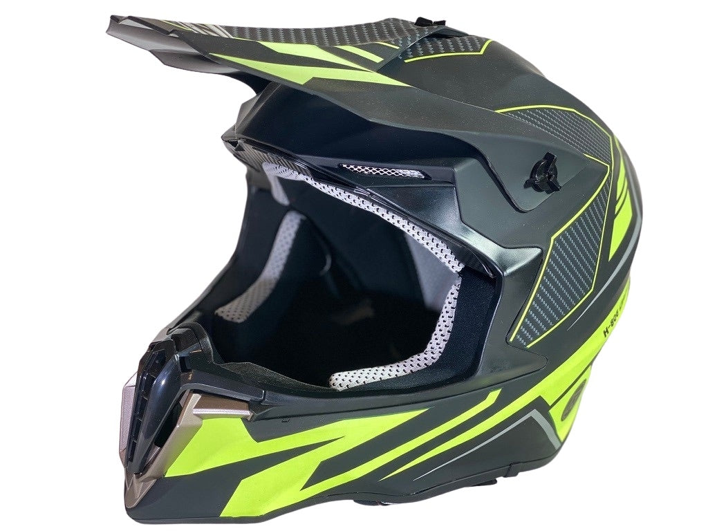 HDM hjelm i mattsort/signalgul/carbonmønster XS (53-54cm)
