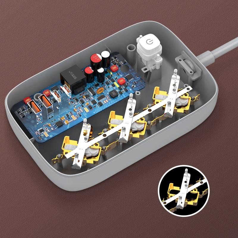 SE3436 Forgreningskontakt med 3 strømkontakter, 3 USB og 1 USB-C hurtiglader