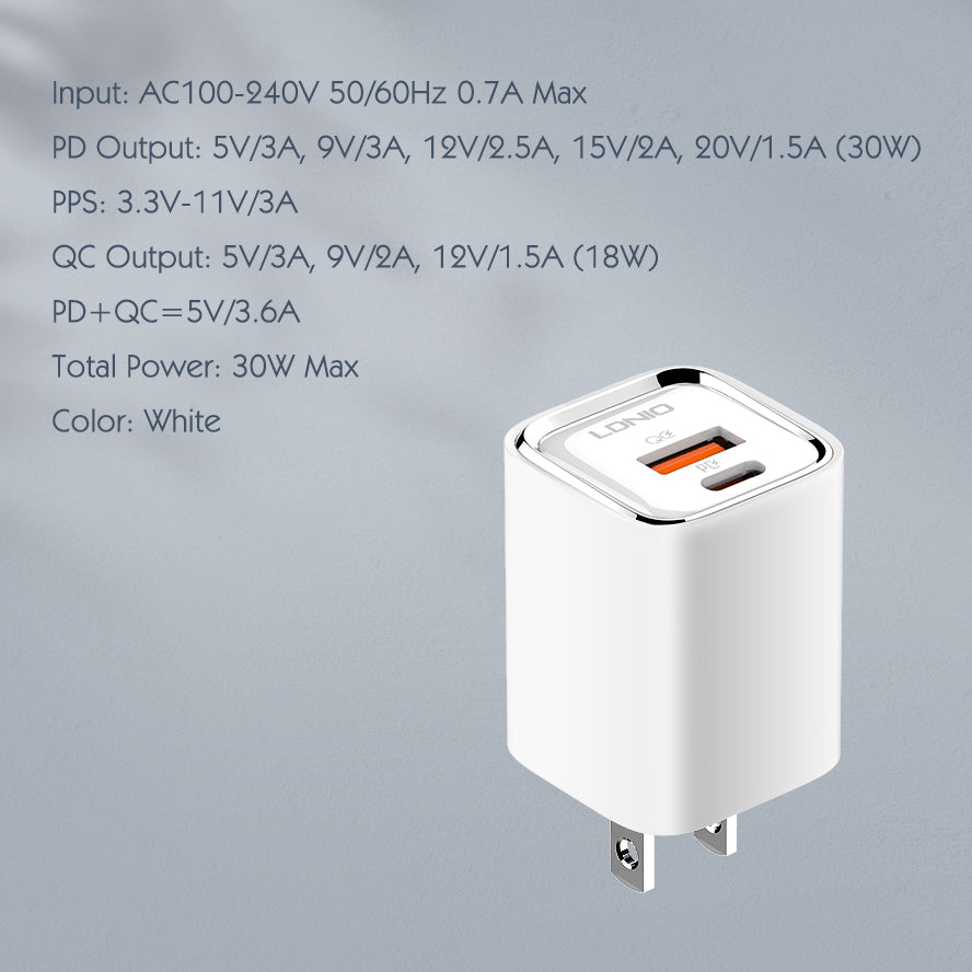 A2317C 30W Hurtiglader med 2 utganger - PD/QC3.0