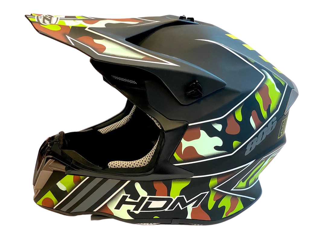 HDM hjelm i mattsort/camu XS (53-54cm)