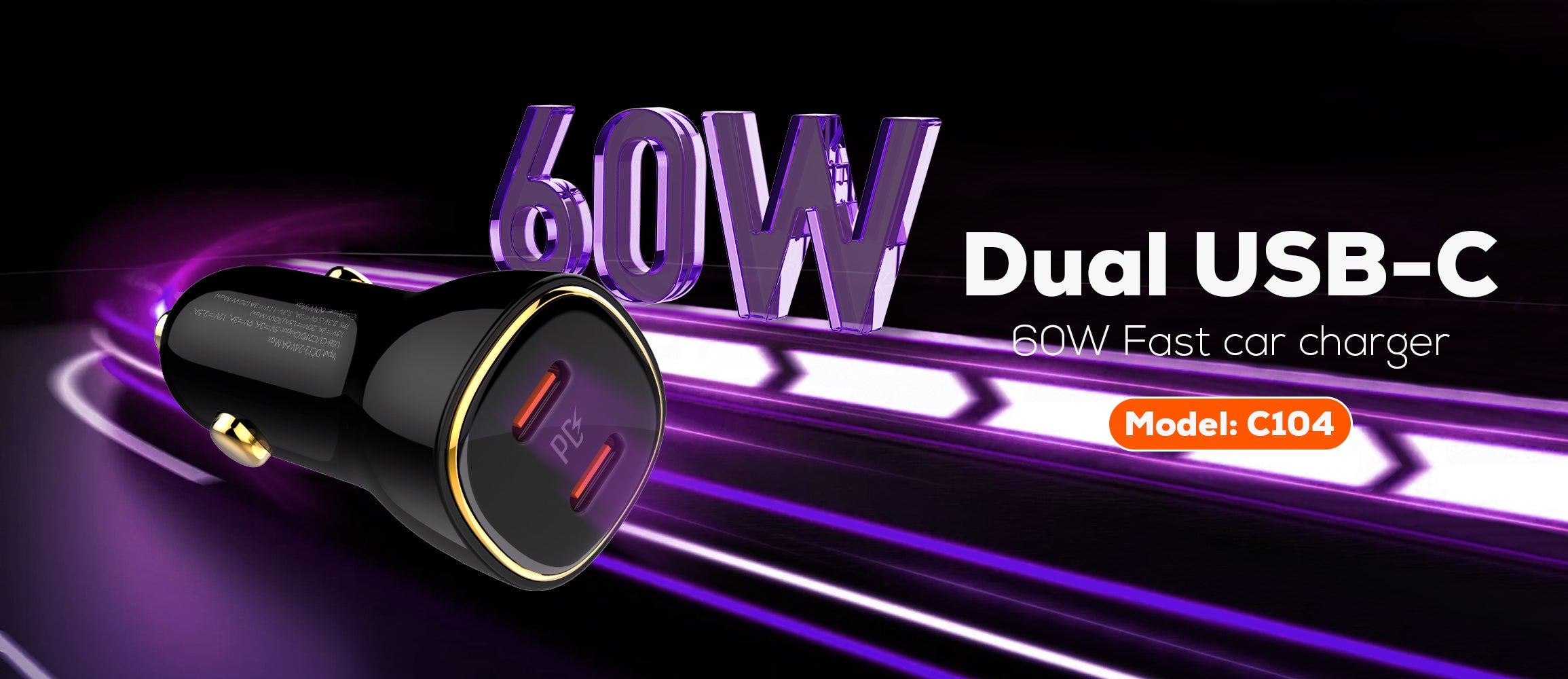 60W lader med doble PD utganger for superrask billading