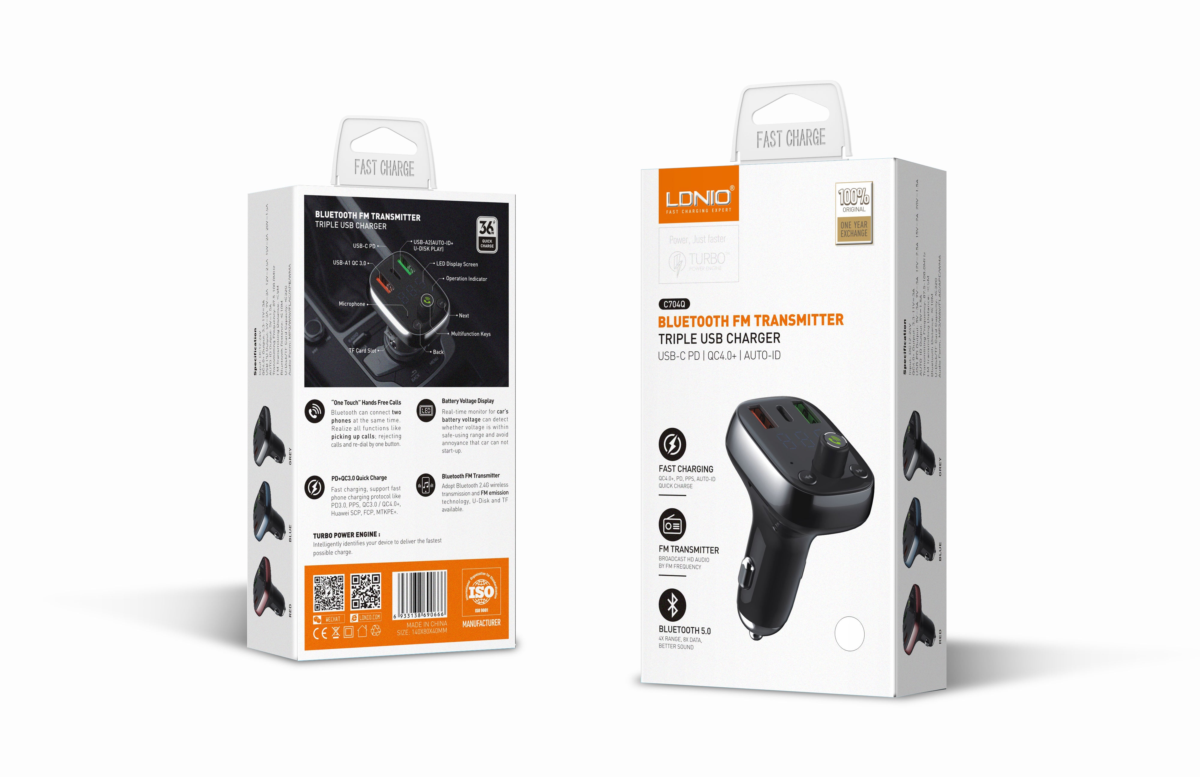30W billader med innebygget handsfree for Bluetooth 5.0