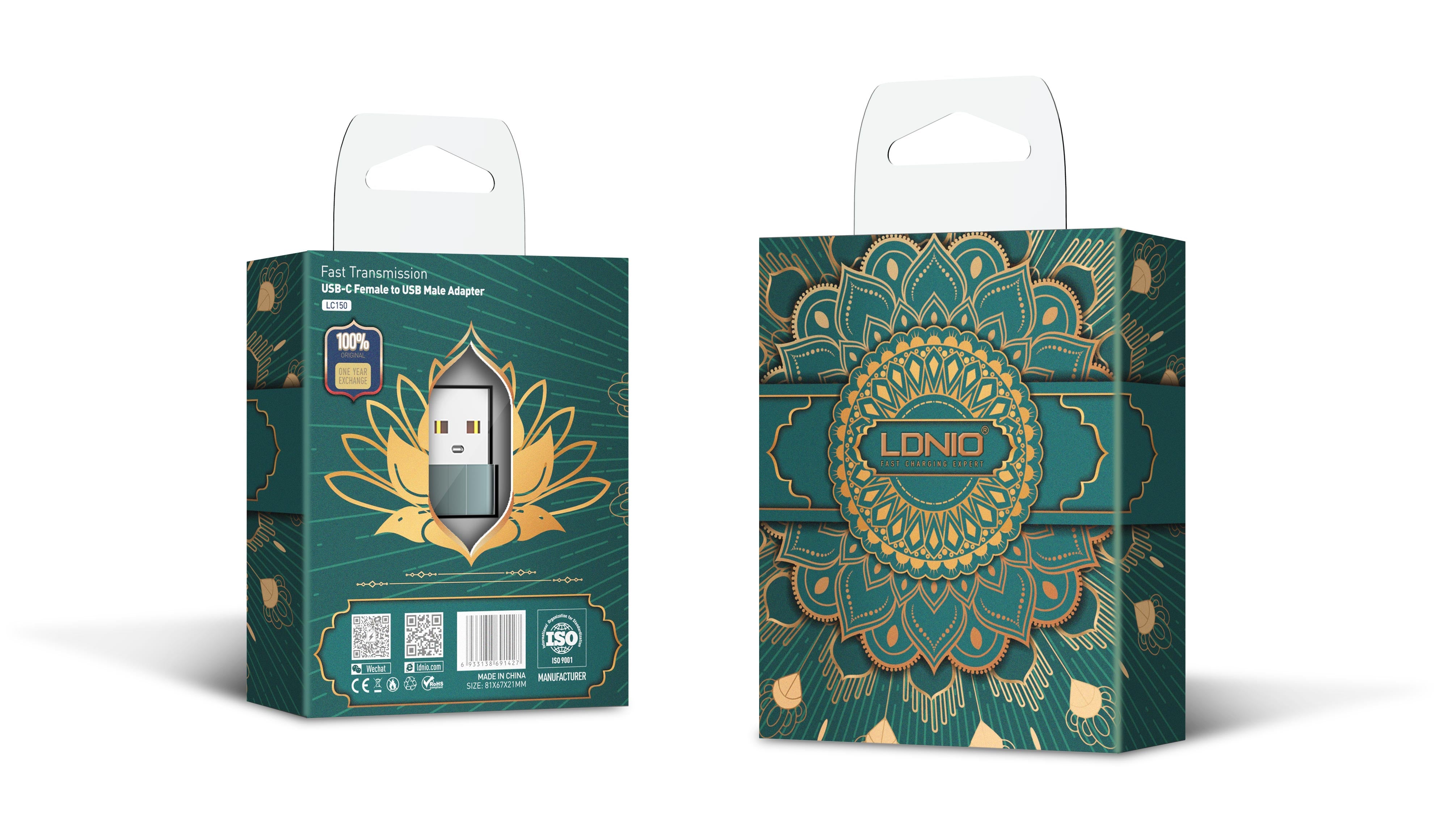 LC150 - overgang type-C til USB - støtter hurtiglading