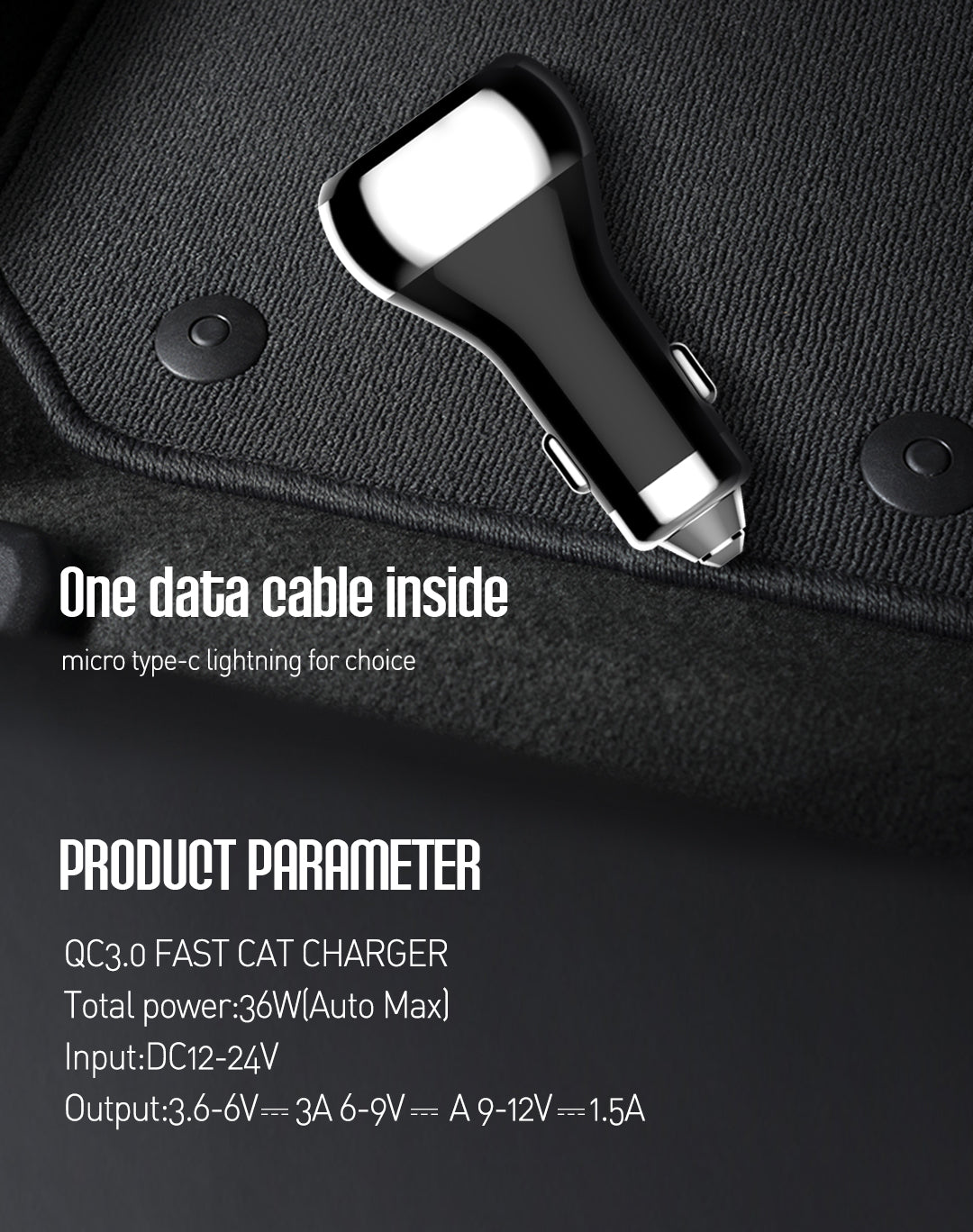 C2 - 36W PD+QC3.0 lader og digital angivelse av batteristatus