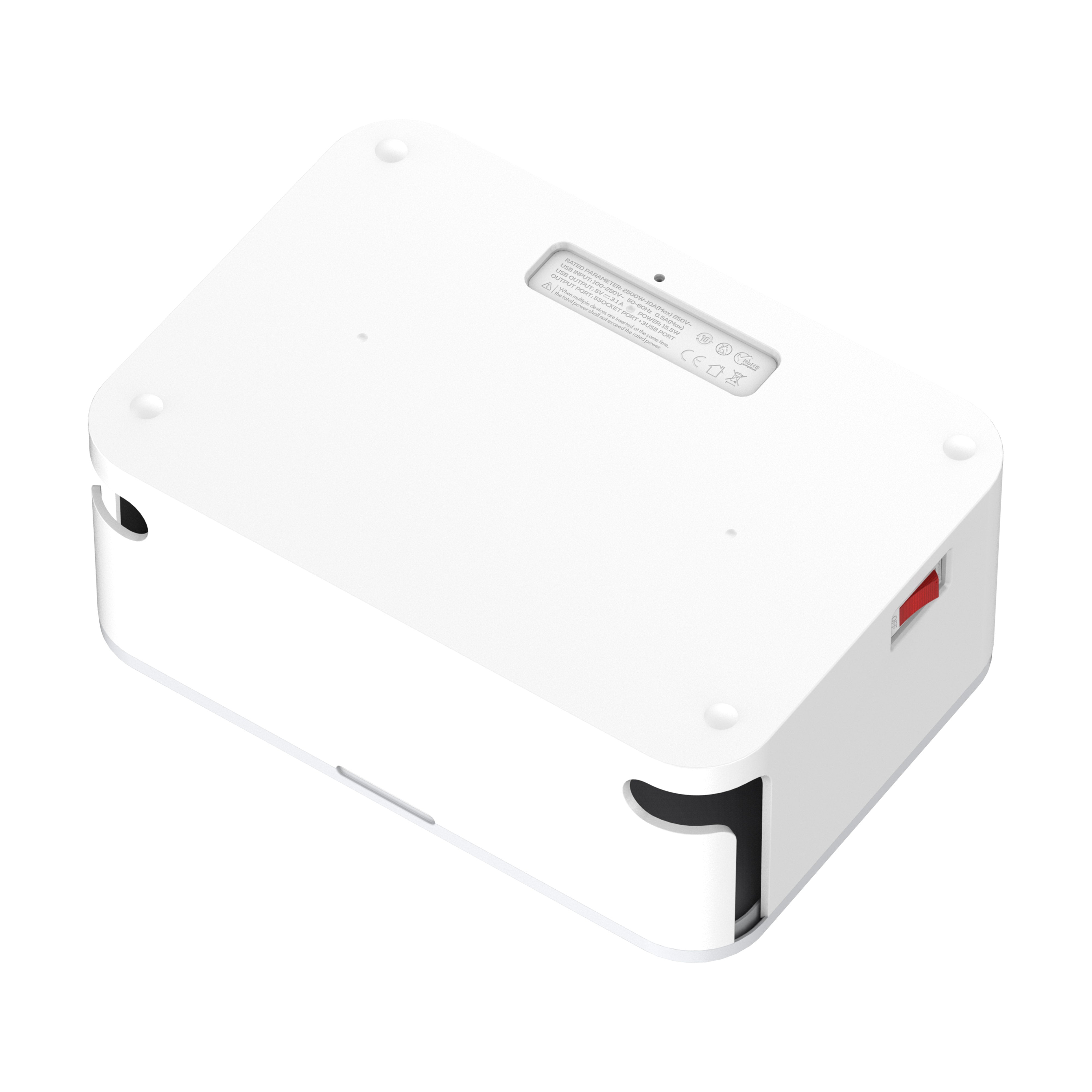 SN5310-N Kabelboks med 5 strømkontakter, 3 USB utganger (lav/bred modell).