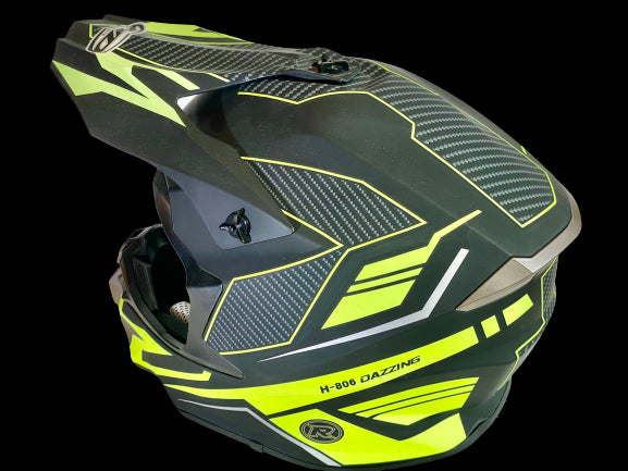 HDM hjelm i mattsort/signalgul/carbonmønster M (57-58cm)