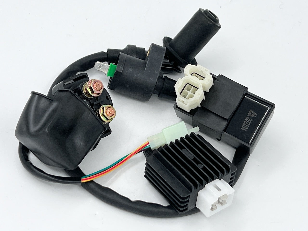 CDI, coil, spenningsregulator og startrelé til GY6 motorer