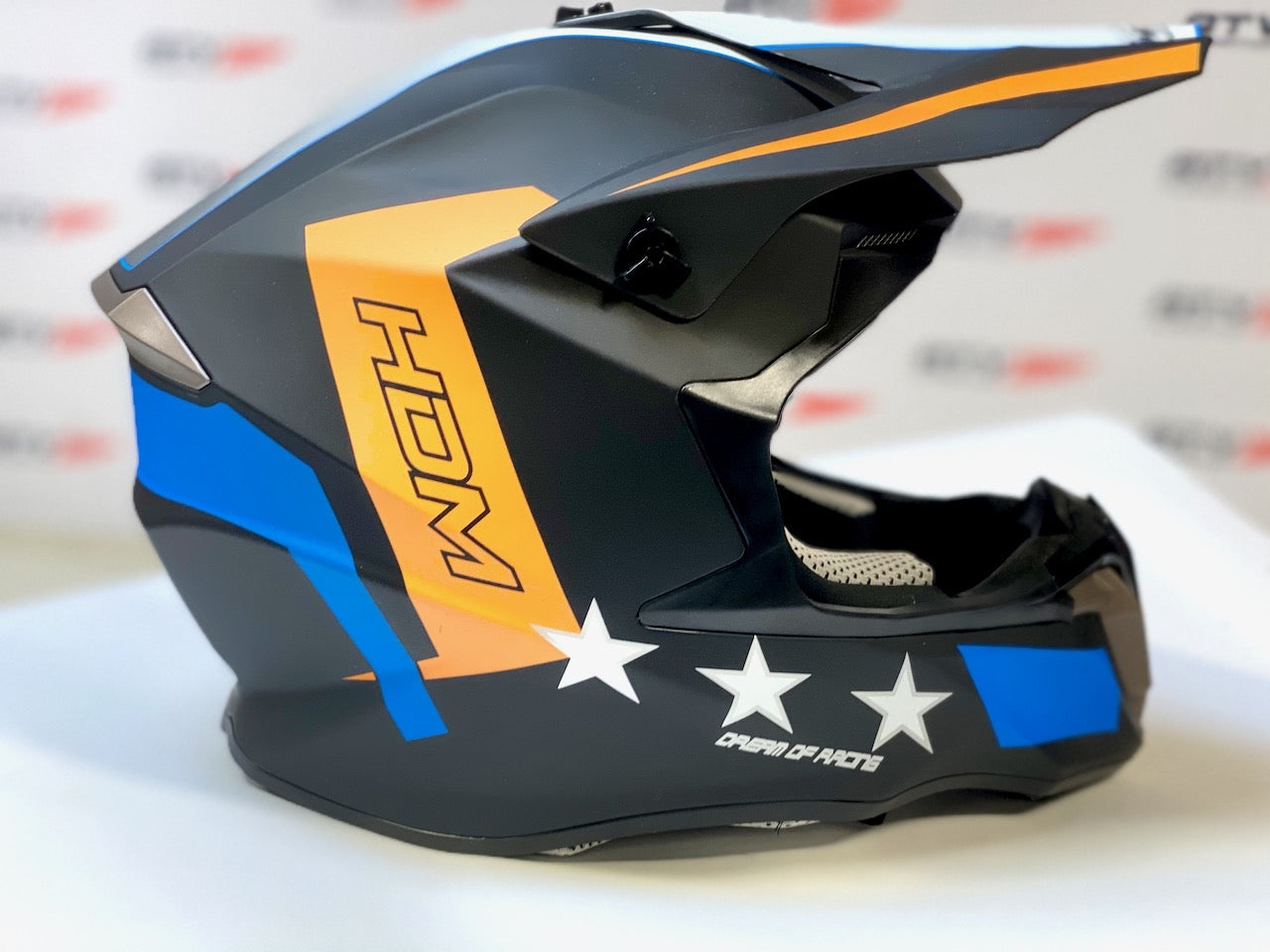 HDM hjelm i mattsvart/blå/orange M (57-58cm)