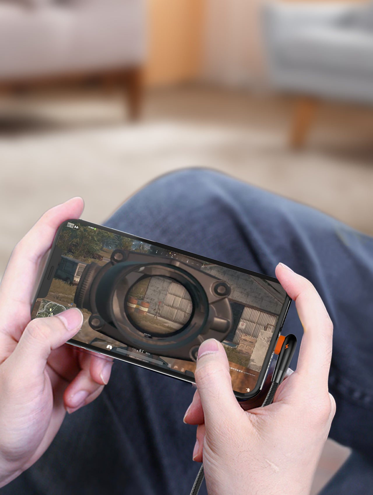 LS561 ladekabel med 90 graders bend på kontaktpluggen. Type C til C