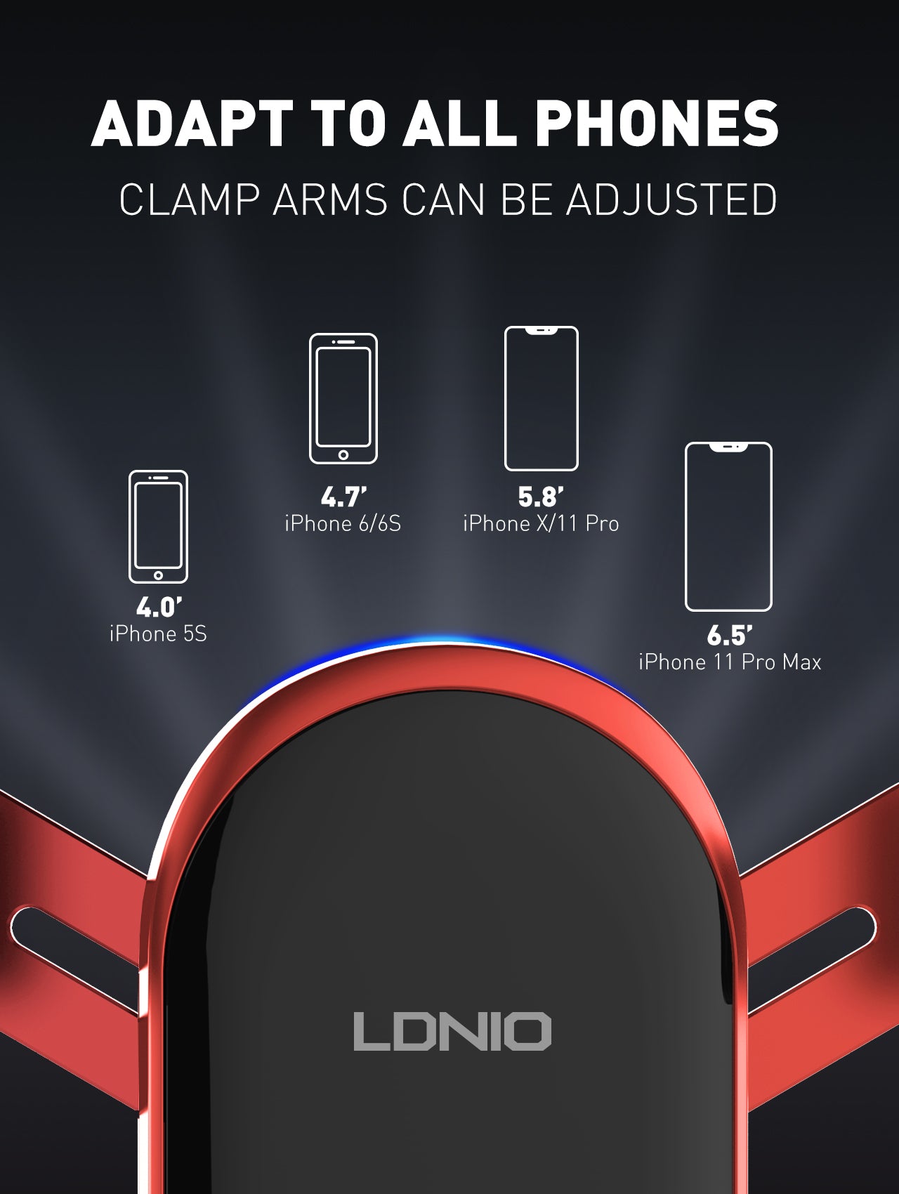 Universal mobiltelefonholder i metall som kan roteres 360 grader