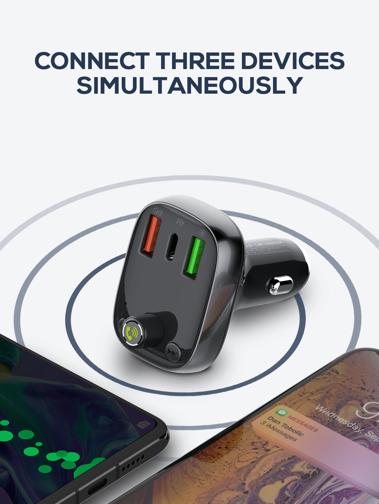 30W billader med innebygget handsfree for Bluetooth 5.0