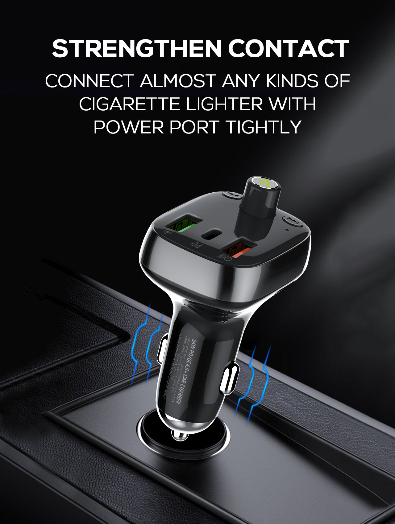 30W billader med innebygget handsfree for Bluetooth 5.0