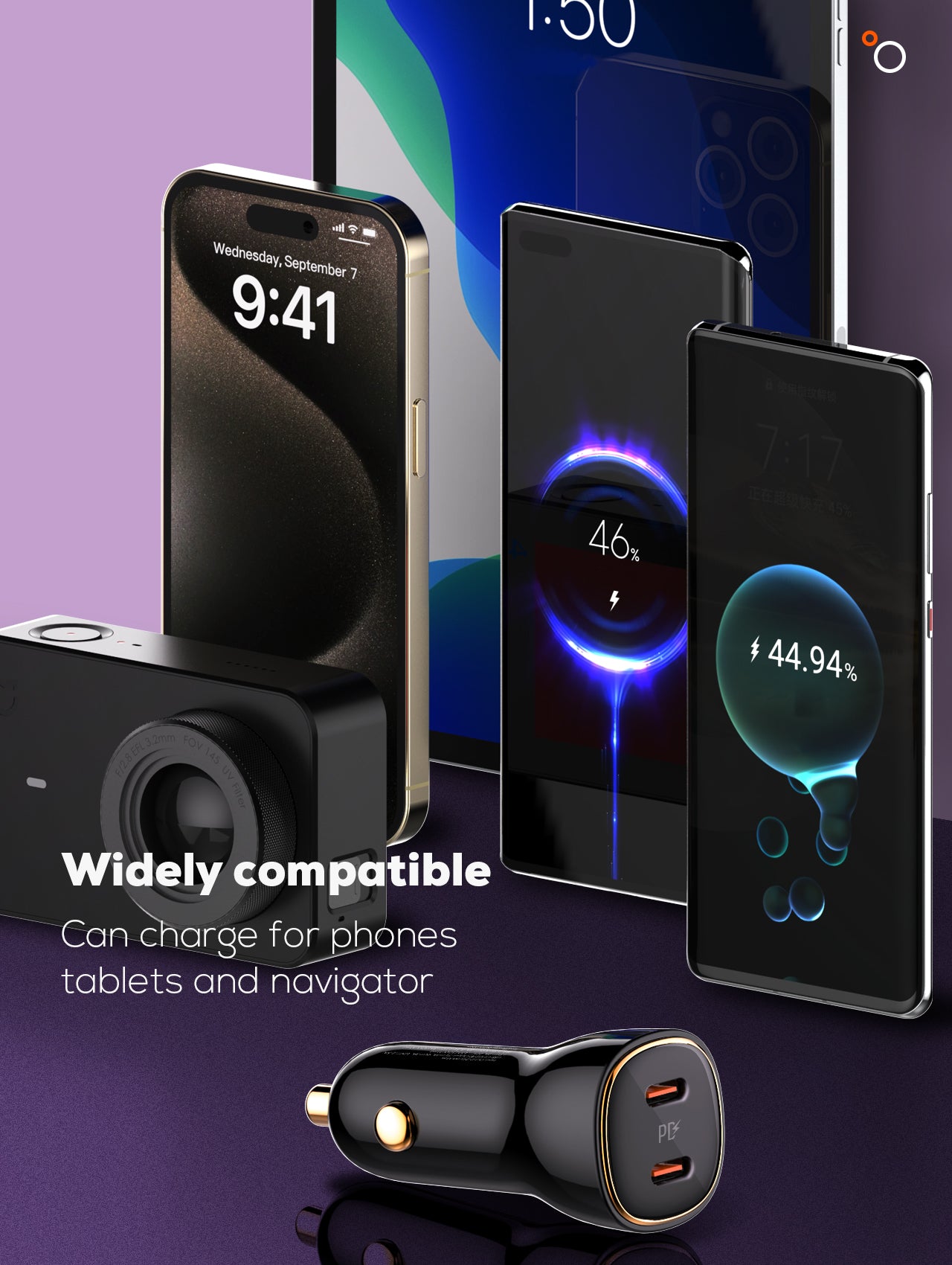 60W lader med doble PD utganger for superrask billading