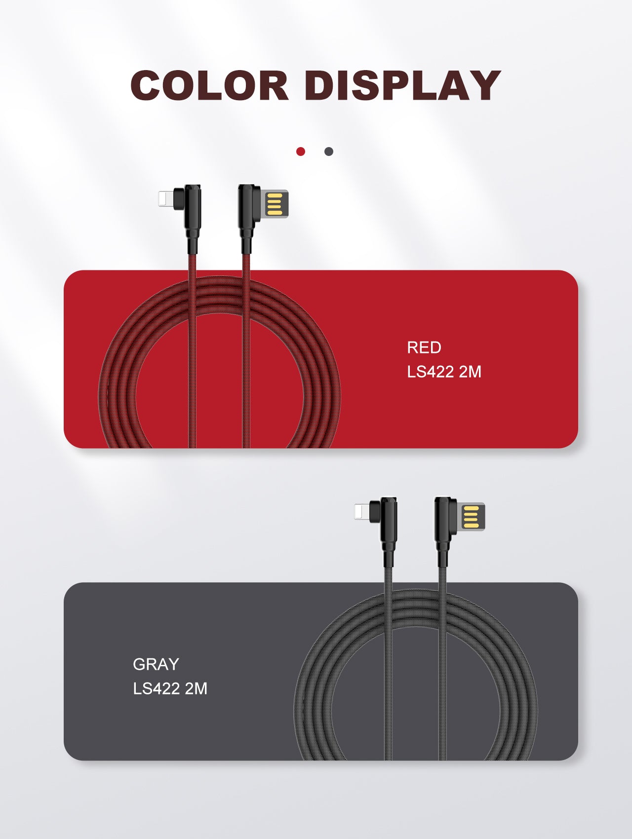 LS422 Ladekabel med 90 graders bend på begge kontakter type C til C