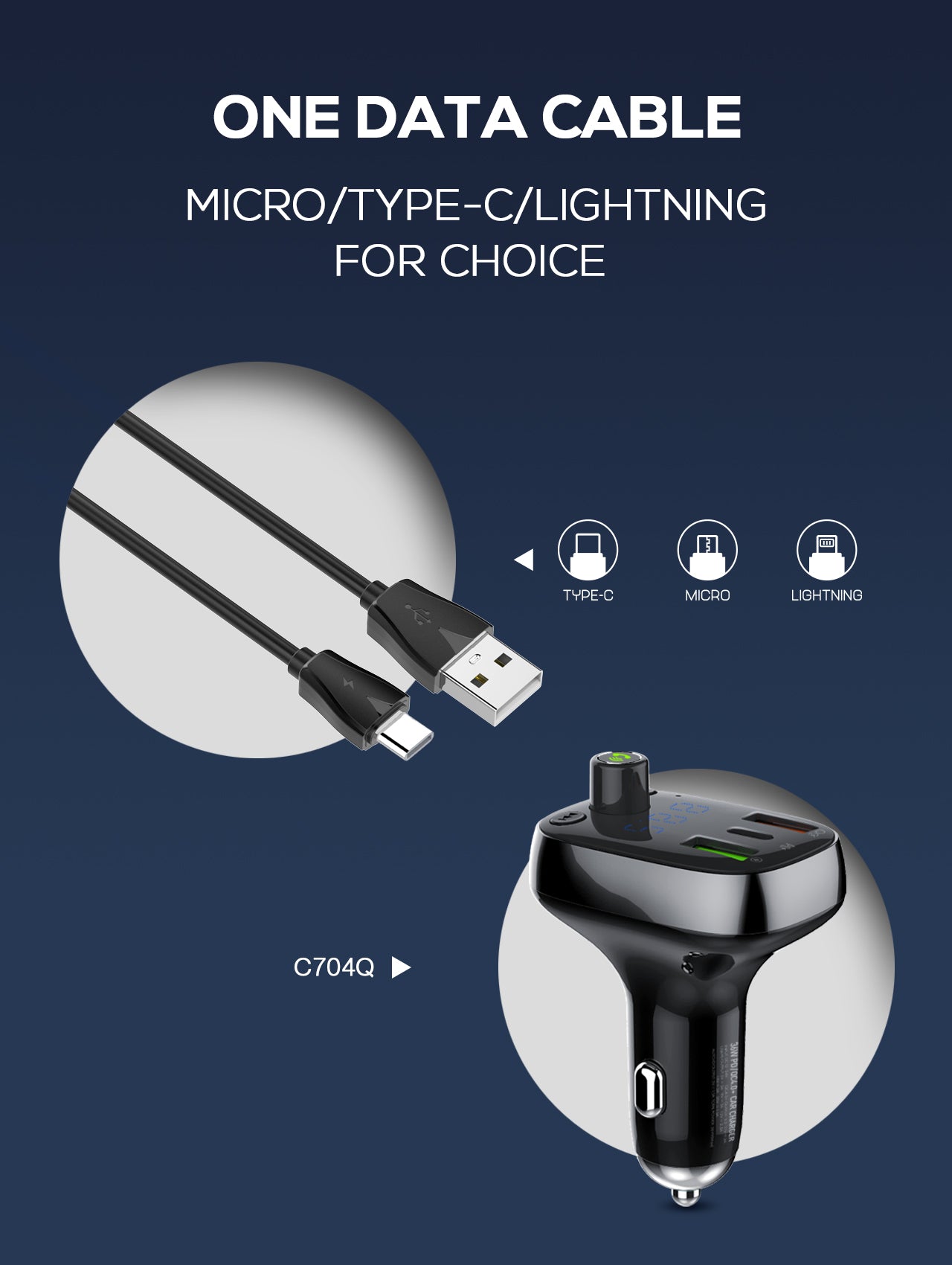 30W billader med innebygget handsfree for Bluetooth 5.0