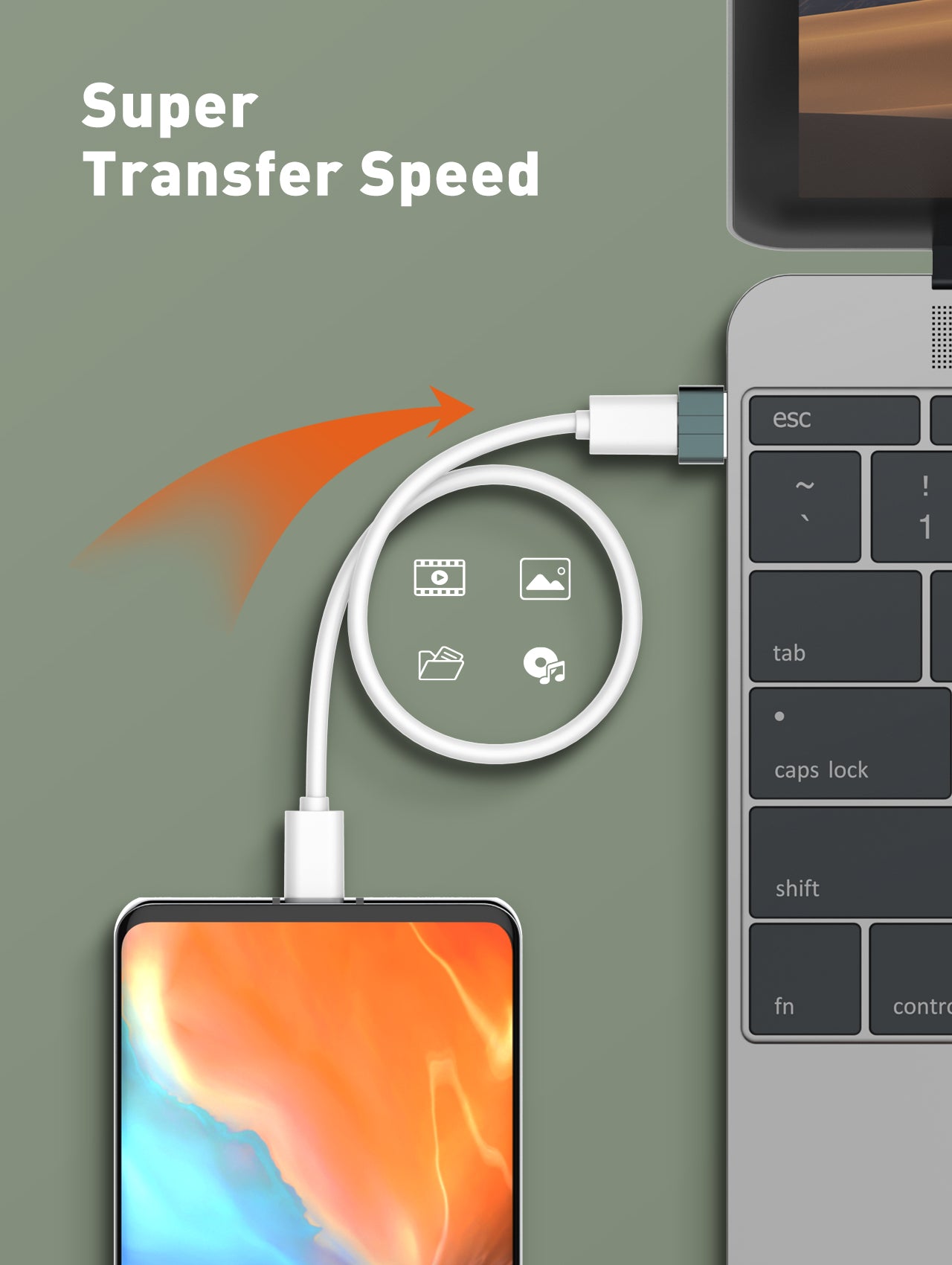 LC150 - overgang type-C til USB - støtter hurtiglading