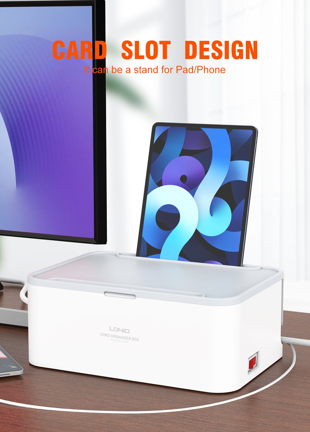 SN5310-N Kabelboks med 5 strømkontakter, 3 USB utganger (lav/bred modell).