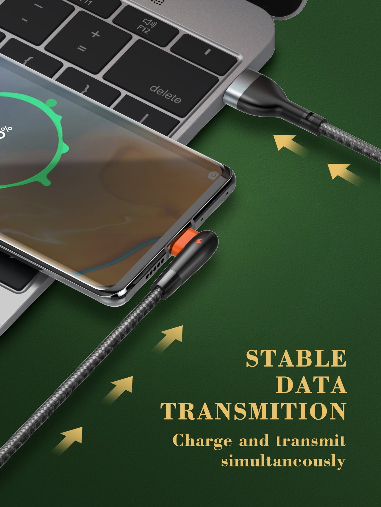 LS561 ladekabel med 90 graders bend på kontaktpluggen. Type C til C