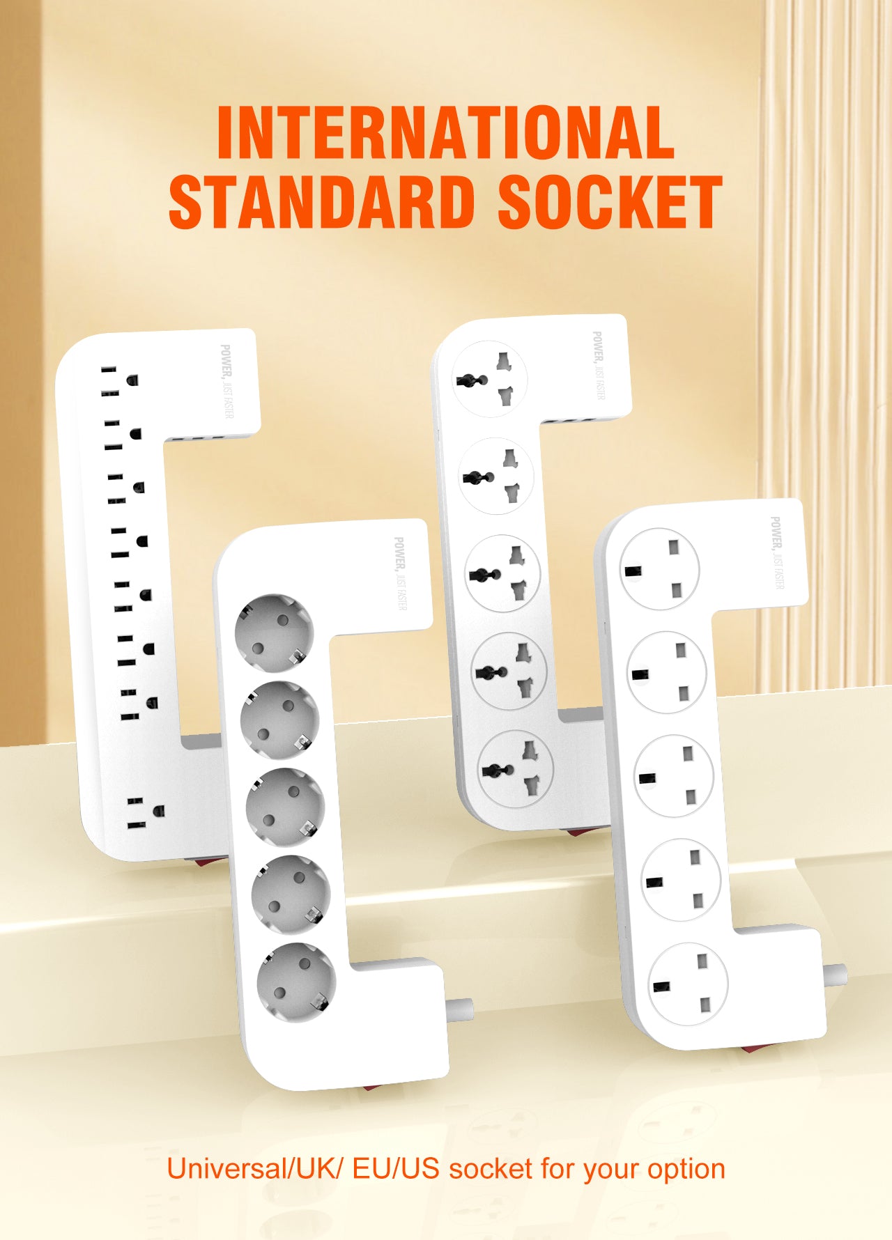 SN5310-N Kabelboks med 5 strømkontakter, 3 USB utganger (lav/bred modell).