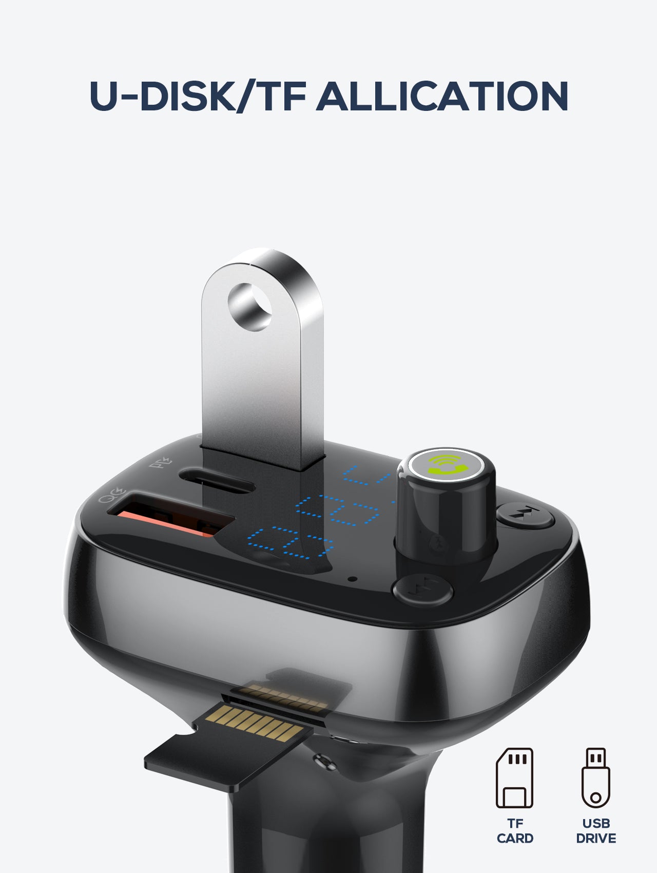 30W billader med innebygget handsfree for Bluetooth 5.0