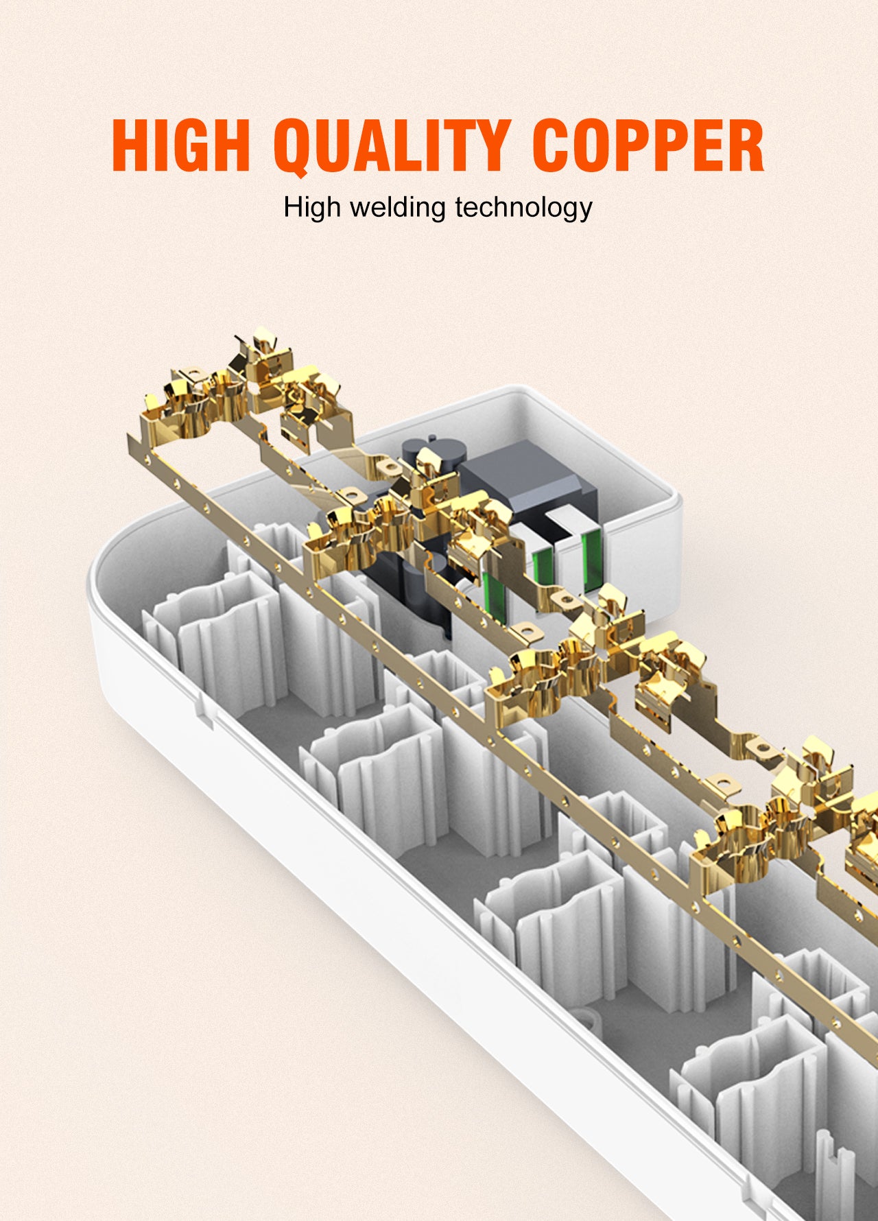 SN5310-N Kabelboks med 5 strømkontakter, 3 USB utganger (lav/bred modell).