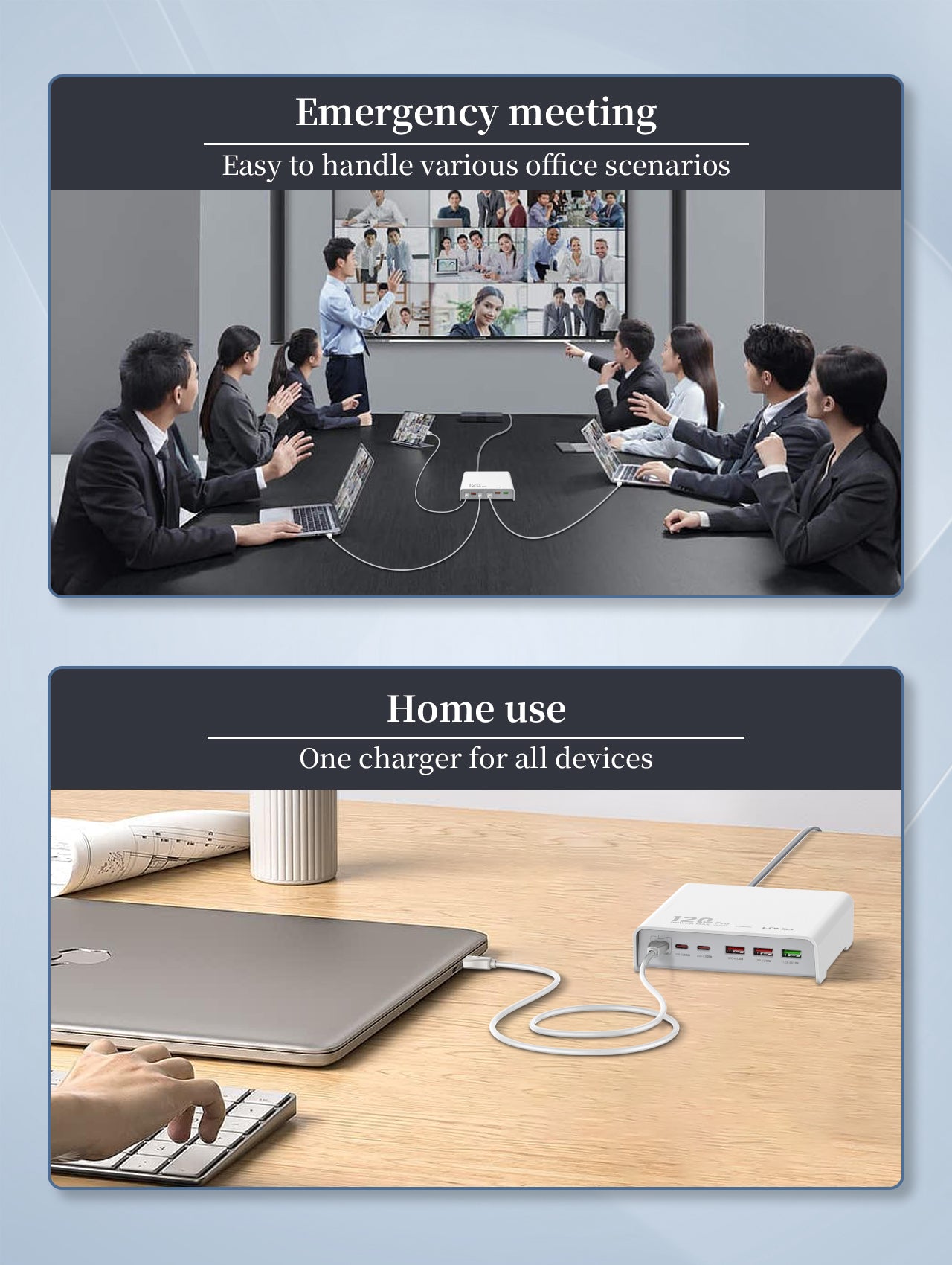 120W Frittstående ladestasjon med 6 utganger (3A+3C)