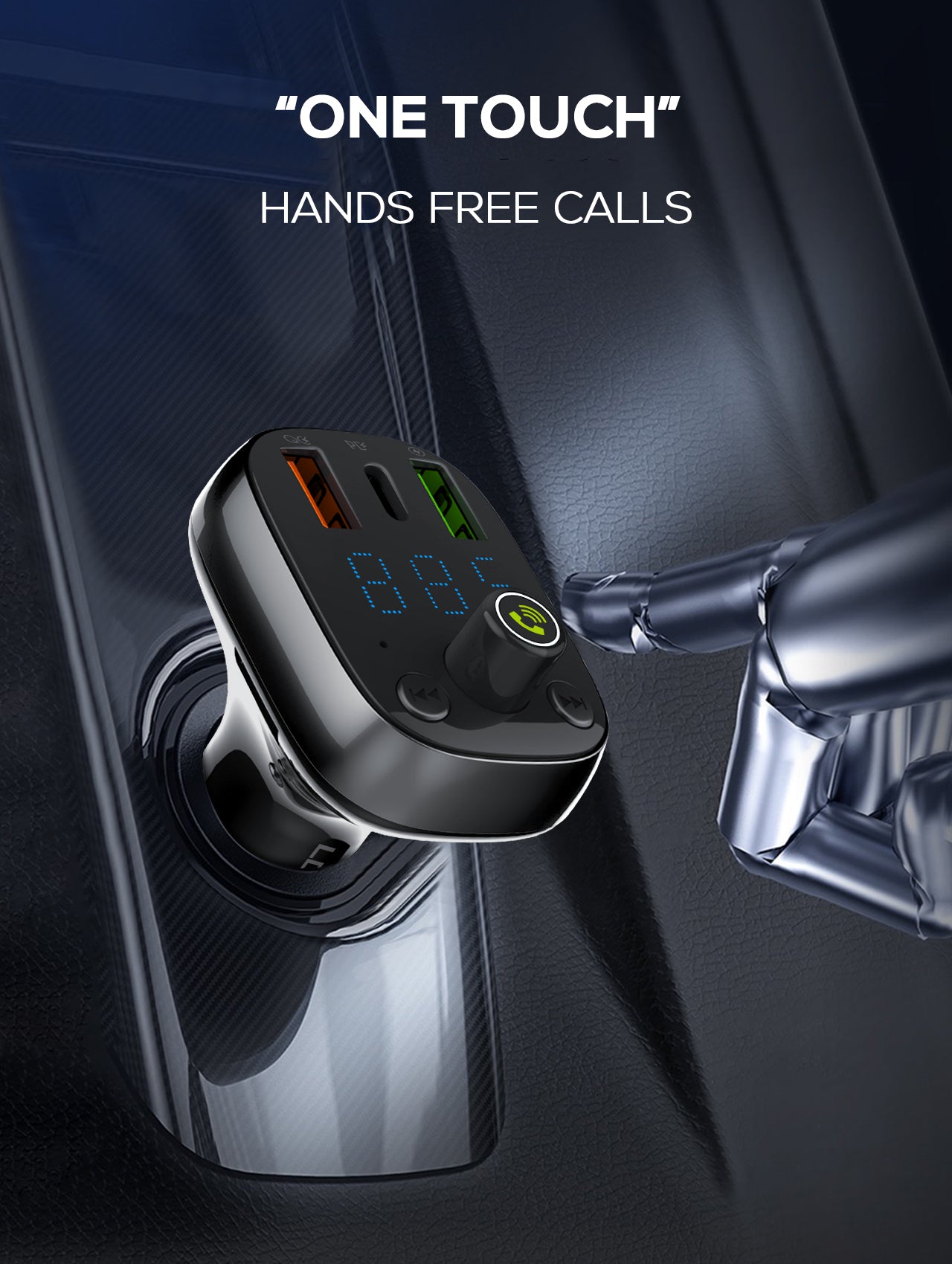 30W billader med innebygget handsfree for Bluetooth 5.0