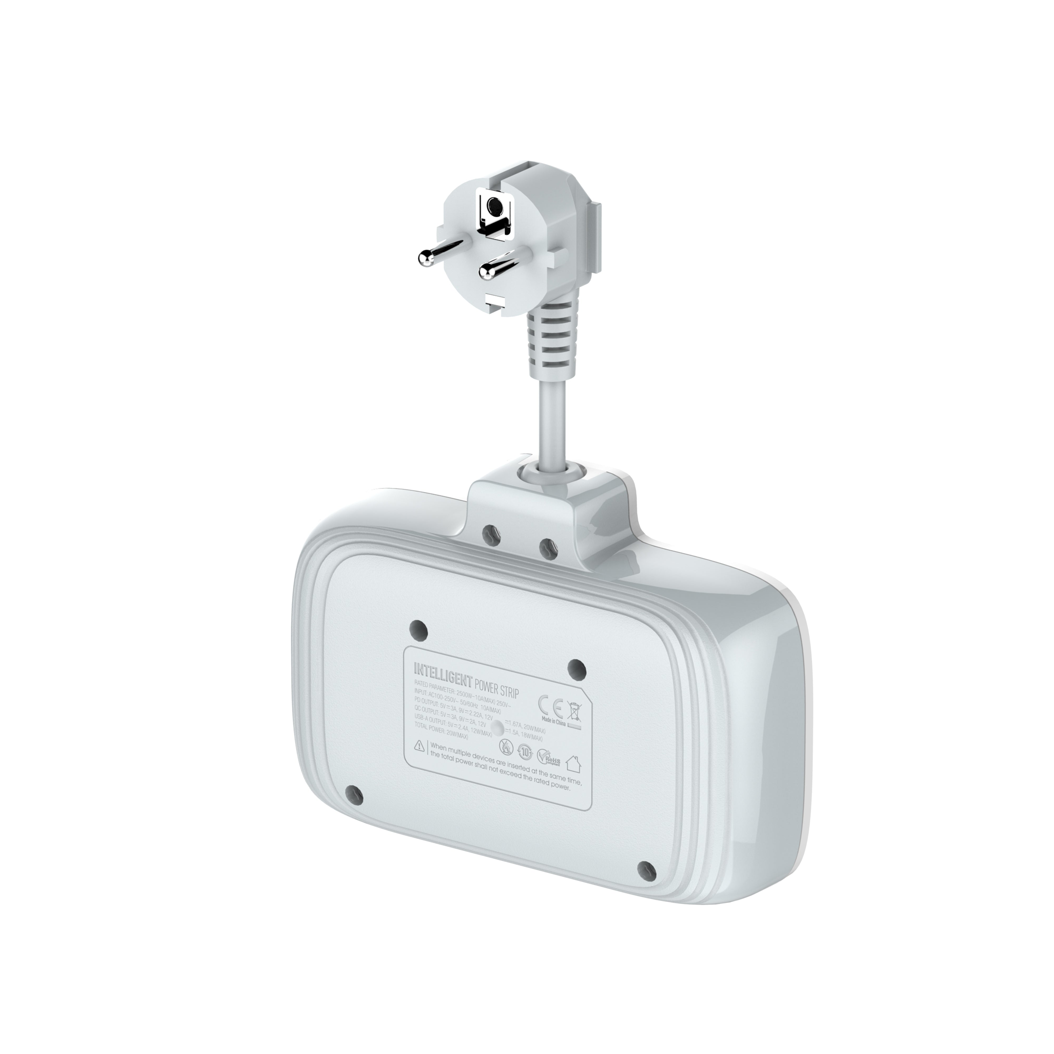 SE2435 Smart kabelforgrener for vegg med 2 strømutganger og USB/USB-C hurtiglader