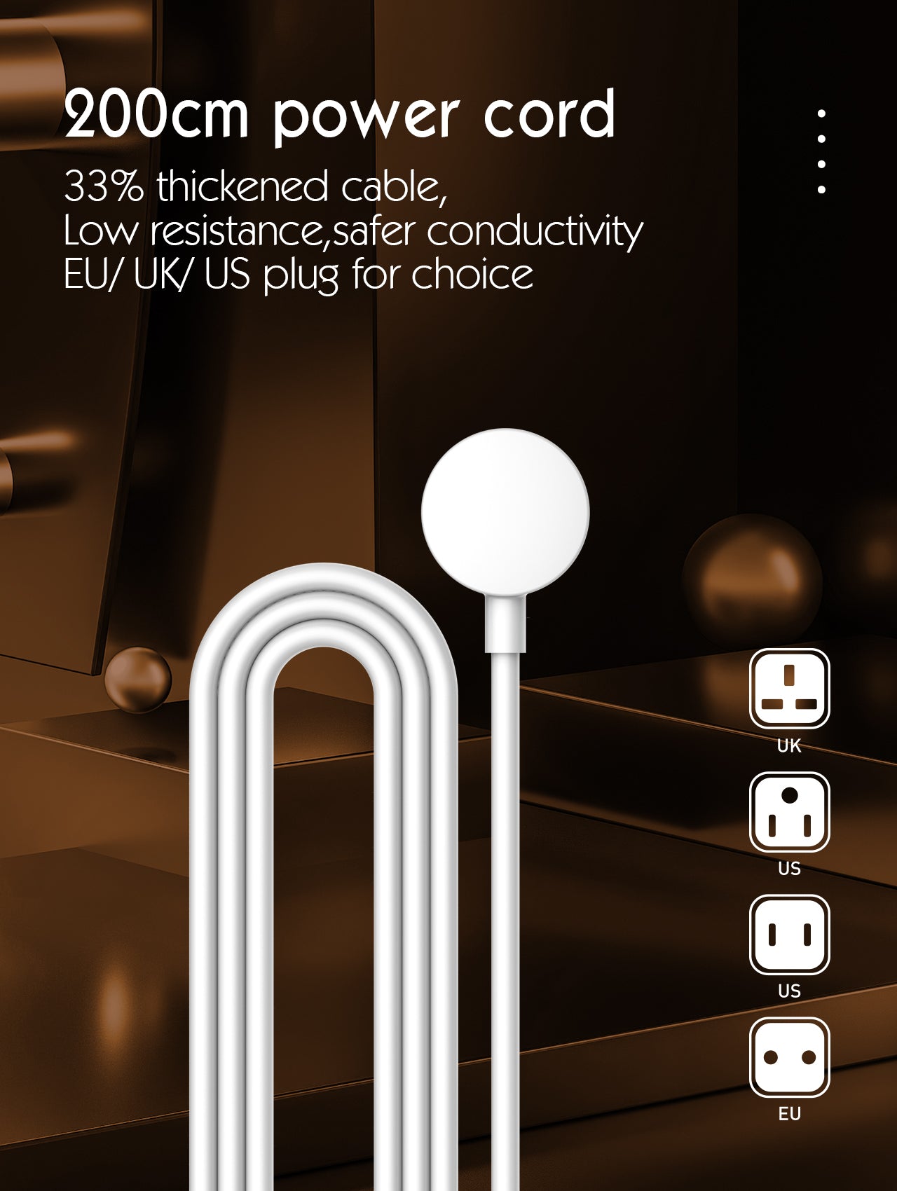 Kabelboks med 5 strømuttak,  PD utgang, QC (USB-C), USB og 15W ladeplate på toppen.