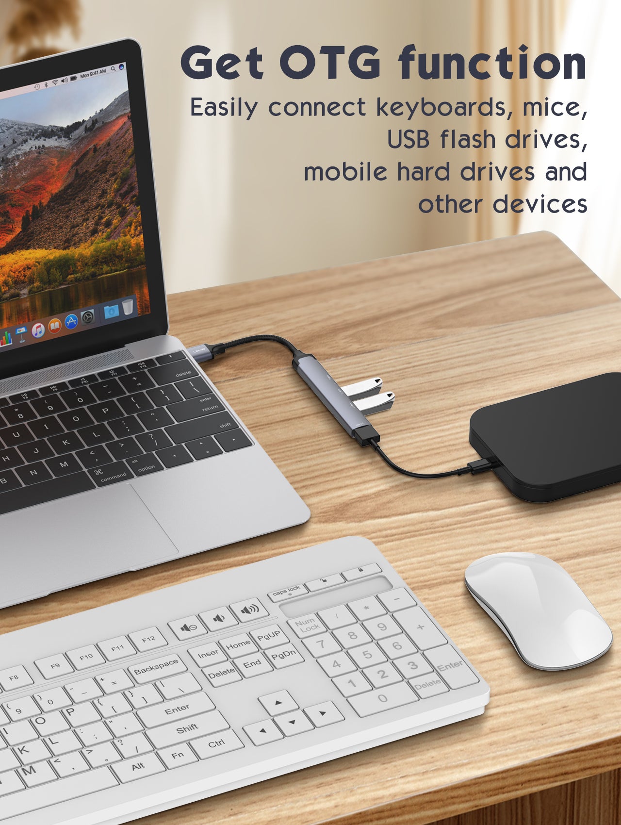 4 i 1 USB docking - utvider antall utganger/innganger